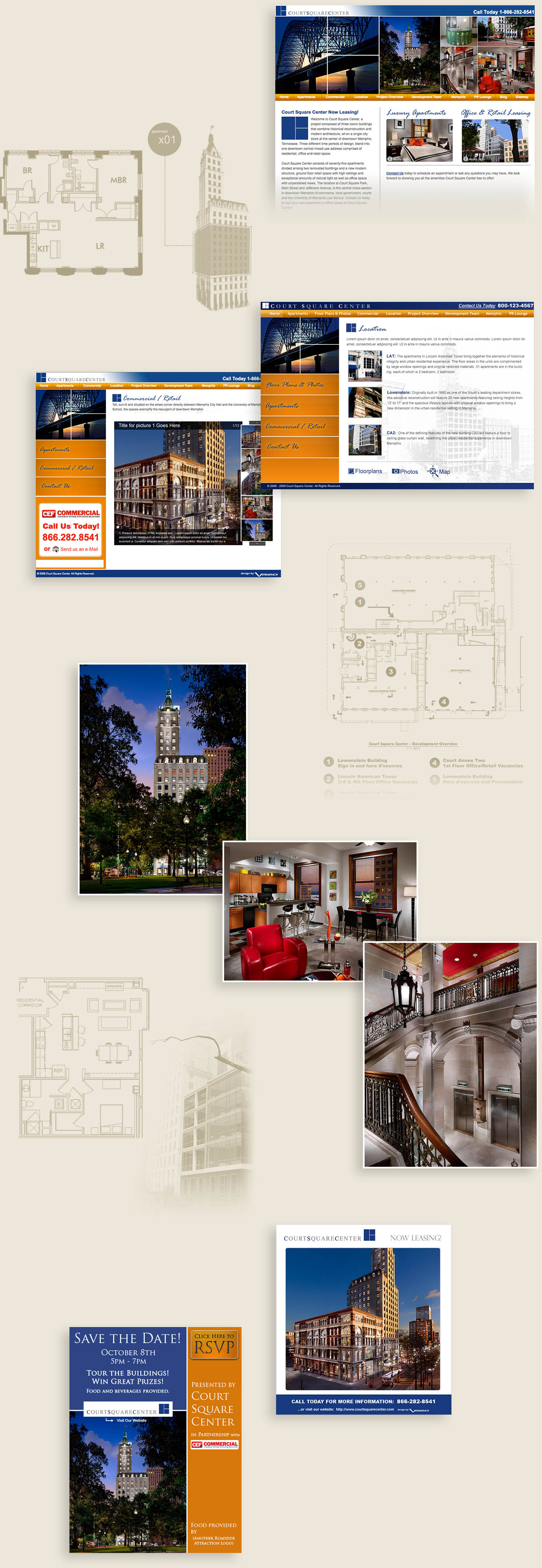 For Court Square Center, we created a website, marketing materials, and more.